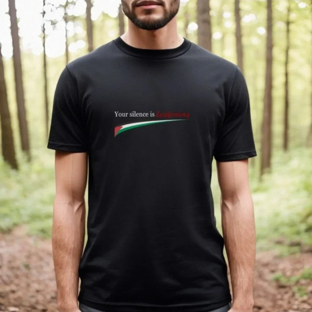 Pro Palestine Tee Shirt Quote T-shirt Unisex Palestine T Shirt, Freedom Tee Shirt Silence Quote Palestine Flag Men T Shirt