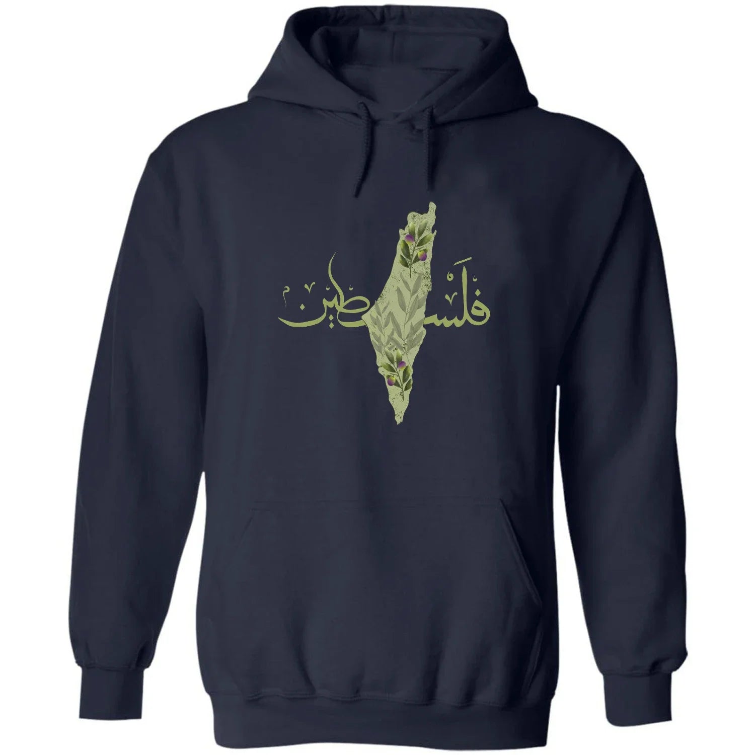 Palestinian Olive Map Arabic Calligraphy Palestine Pullover Hoodie 100% Cotton Comfortable Casual Mens Sweatshirts Streetwear