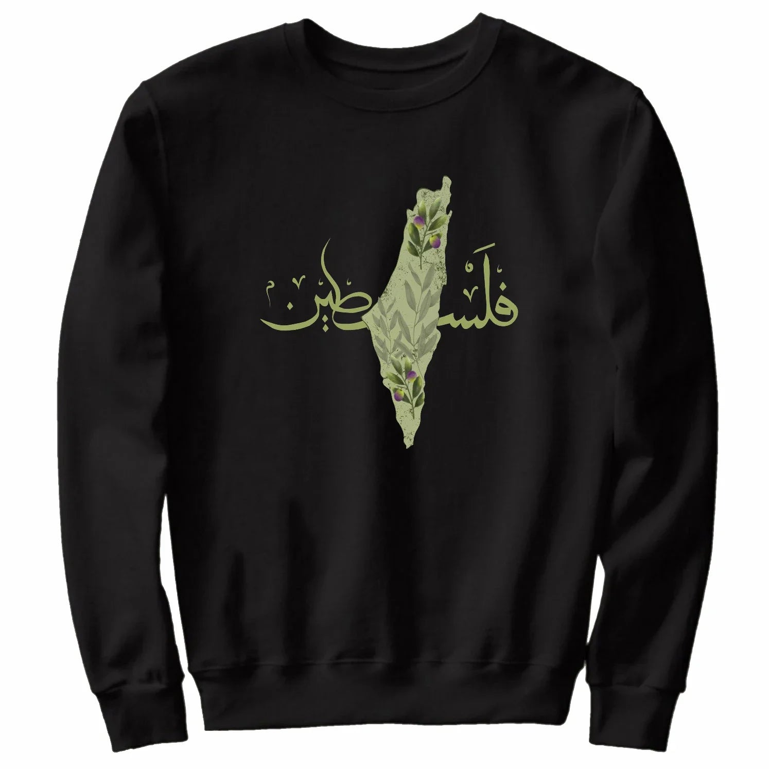 Palestinian Olive Map Arabic Calligraphy Palestine Pullover Hoodie 100% Cotton Comfortable Casual Mens Sweatshirts Streetwear