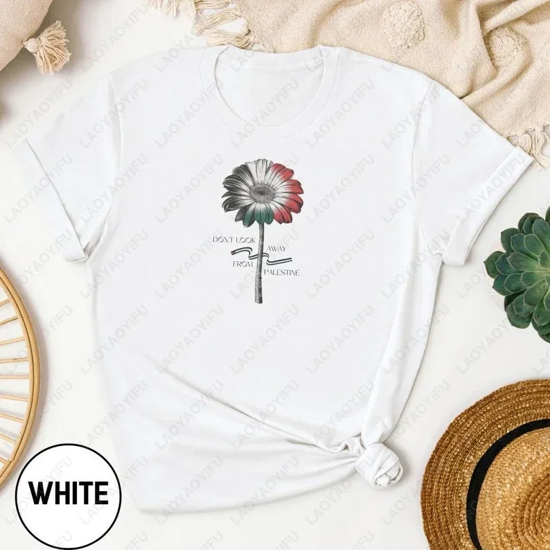 Cotton Palestine TShirt Unisex Summer Round Neck Tee with Print Design for Men Women Soft Breathable Casual Top Streetwear Style