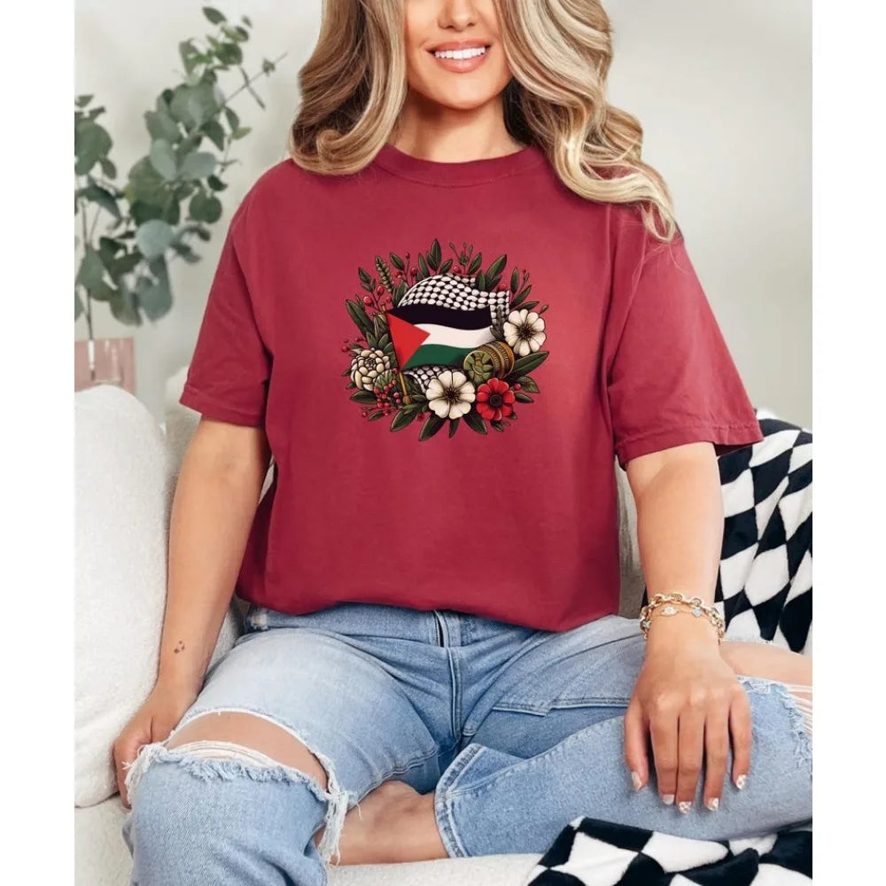 Palestine Shirt Palestine Watermelon TShirt Palestine Flag Stand Man Woman Summer Male O-neck Short-sleeve Tees Shirts for Men