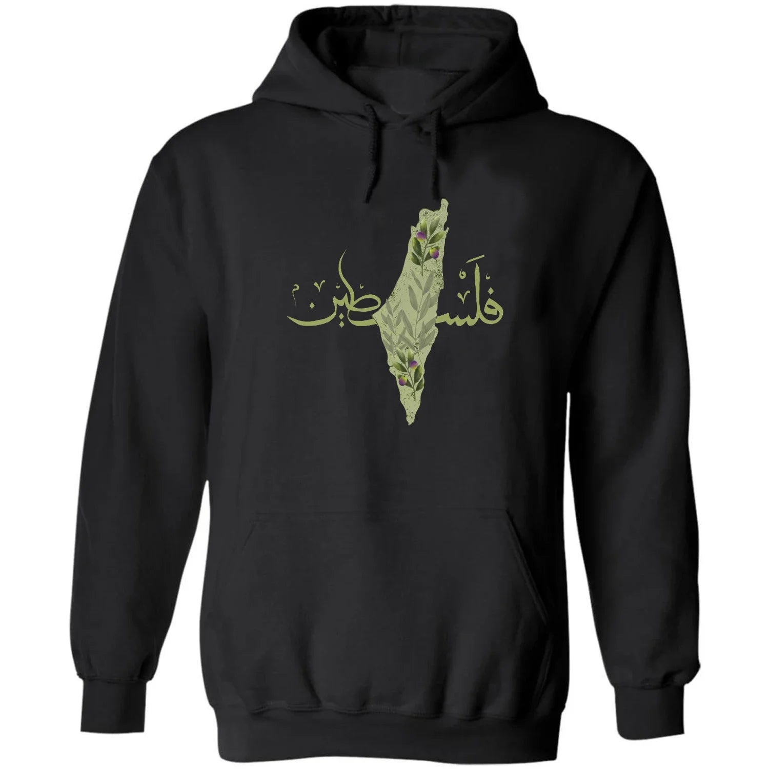 Palestinian Olive Map Arabic Calligraphy Palestine Pullover Hoodie 100% Cotton Comfortable Casual Mens Sweatshirts Streetwear