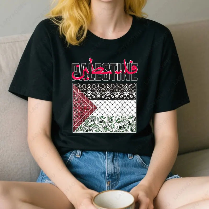 P-Palestine T-Shirt Men Woman Retro Trend Cool Street T Shirts Fashion Cotton Casual Wear Comfort All-Match Tshirts Camisetas