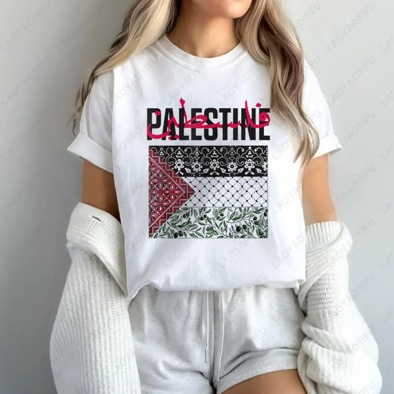P-Palestine T-Shirt Men Woman Retro Trend Cool Street T Shirts Fashion Cotton Casual Wear Comfort All-Match Tshirts Camisetas