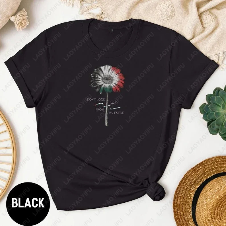 Cotton Palestine TShirt Unisex Summer Round Neck Tee with Print Design for Men Women Soft Breathable Casual Top Streetwear Style