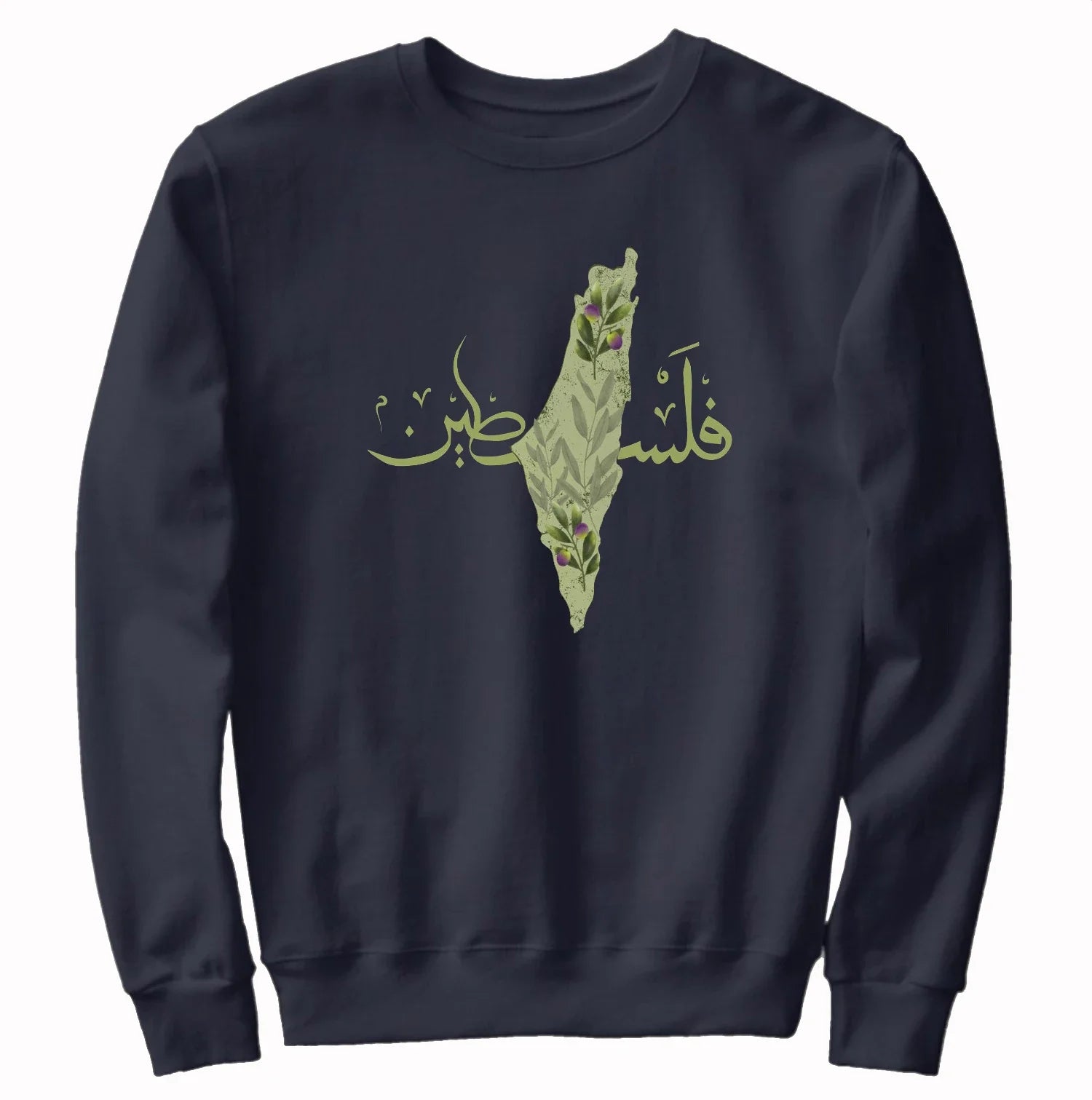 Palestinian Olive Map Arabic Calligraphy Palestine Pullover Hoodie 100% Cotton Comfortable Casual Mens Sweatshirts Streetwear