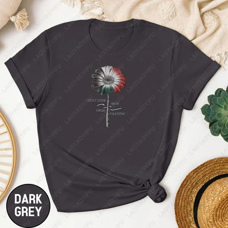Cotton Palestine TShirt Unisex Summer Round Neck Tee with Print Design for Men Women Soft Breathable Casual Top Streetwear Style