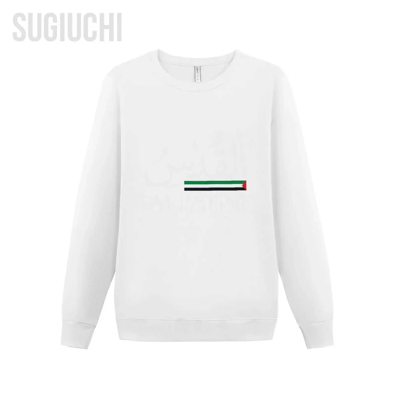 Men Women Hoodies Palestine Flag Palestinian Calligraphy On Back Side Al Quds Hoodie Pullover Sweatshirts O-Neck Cotton Unisex