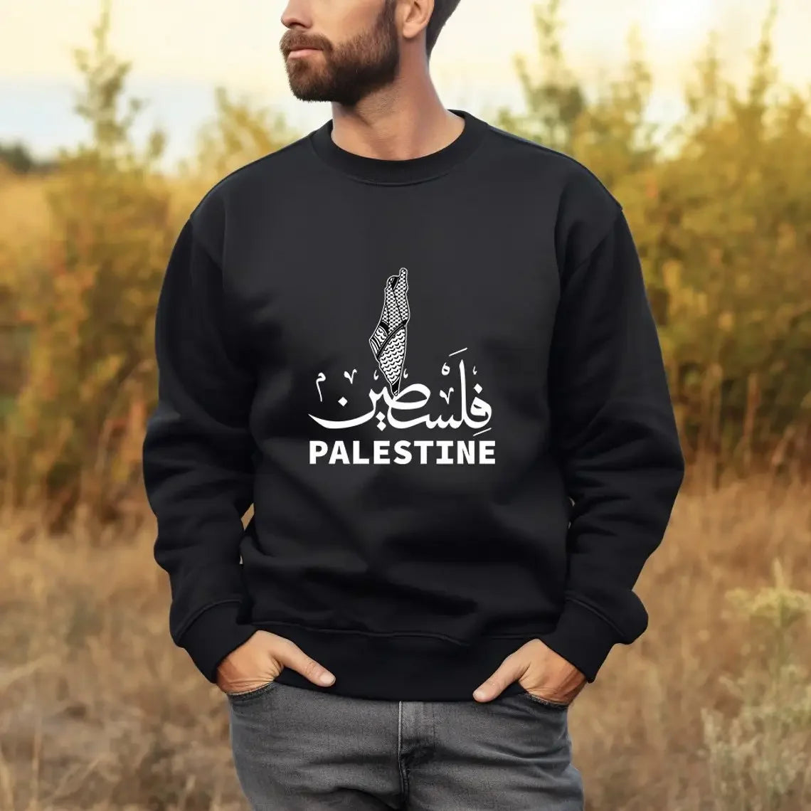 Palestinian Flag Map Arabic Font Palestine Mens Pullover Hoodie New 100% Cotton Casual Unisex Sweatshirts Fashion Streetwear