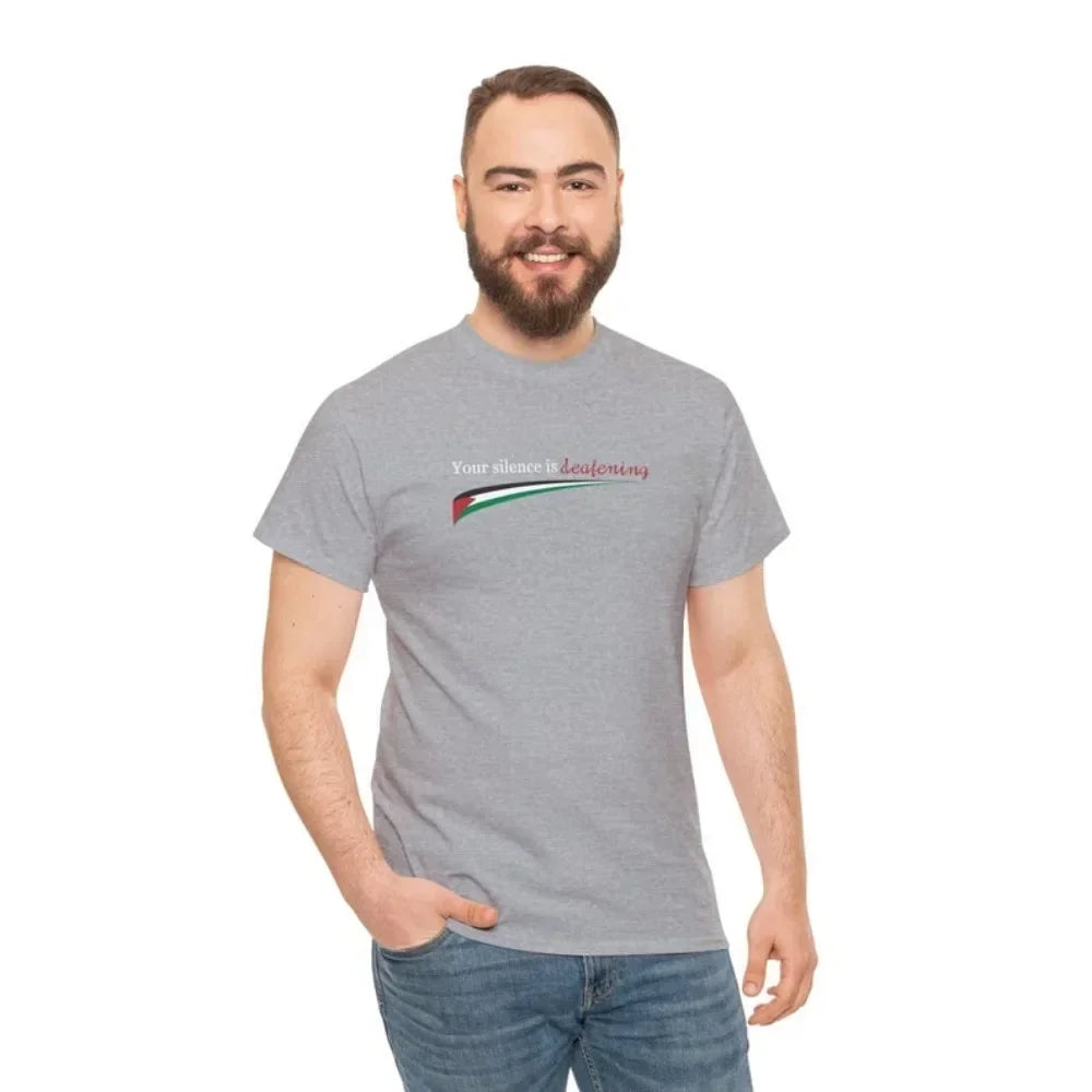 Pro Palestine Tee Shirt Quote T-shirt Unisex Palestine T Shirt, Freedom Tee Shirt Silence Quote Palestine Flag Men T Shirt