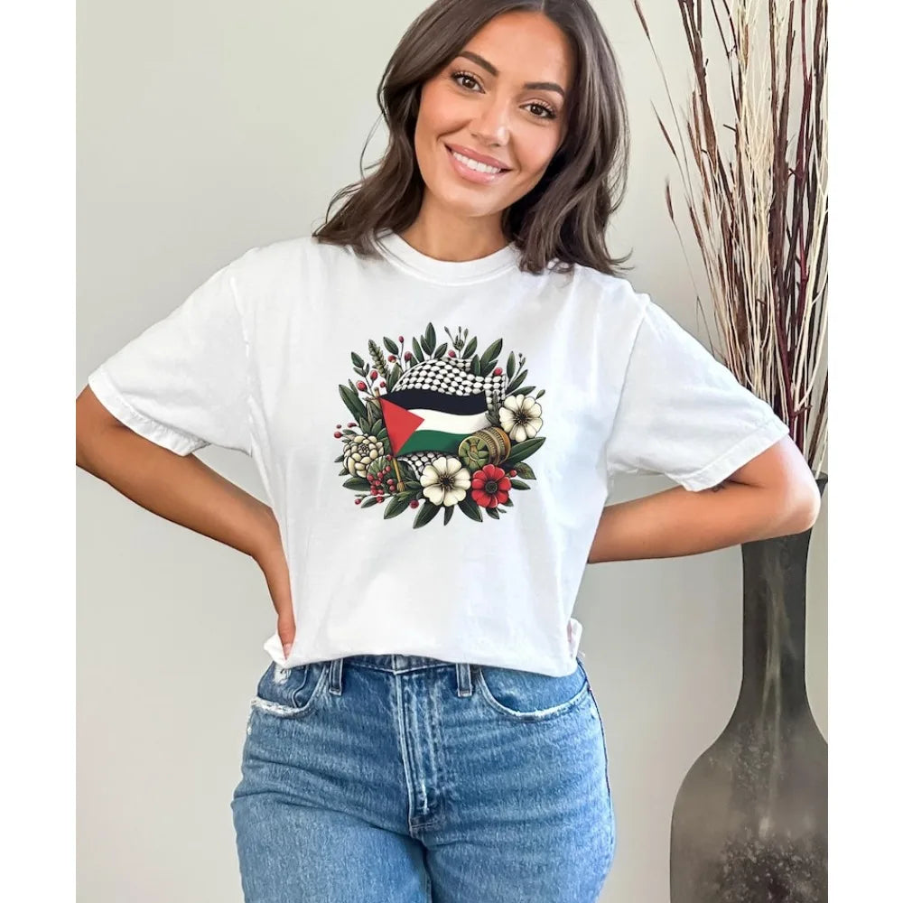 Palestine Shirt Palestine Watermelon TShirt Palestine Flag Stand Man Woman Summer Male O-neck Short-sleeve Tees Shirts for Men