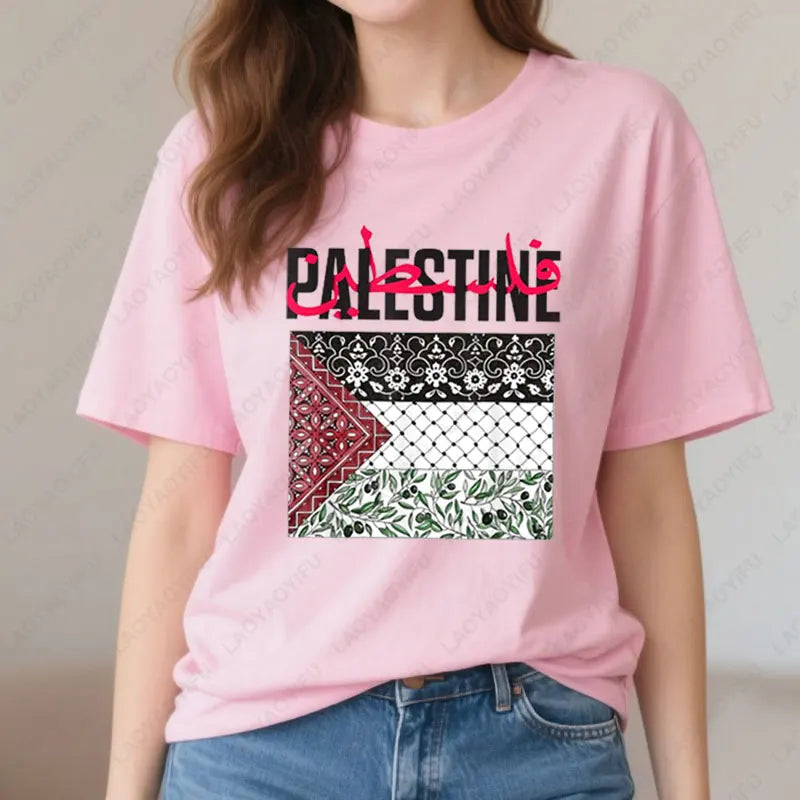 P-Palestine T-Shirt Men Woman Retro Trend Cool Street T Shirts Fashion Cotton Casual Wear Comfort All-Match Tshirts Camisetas
