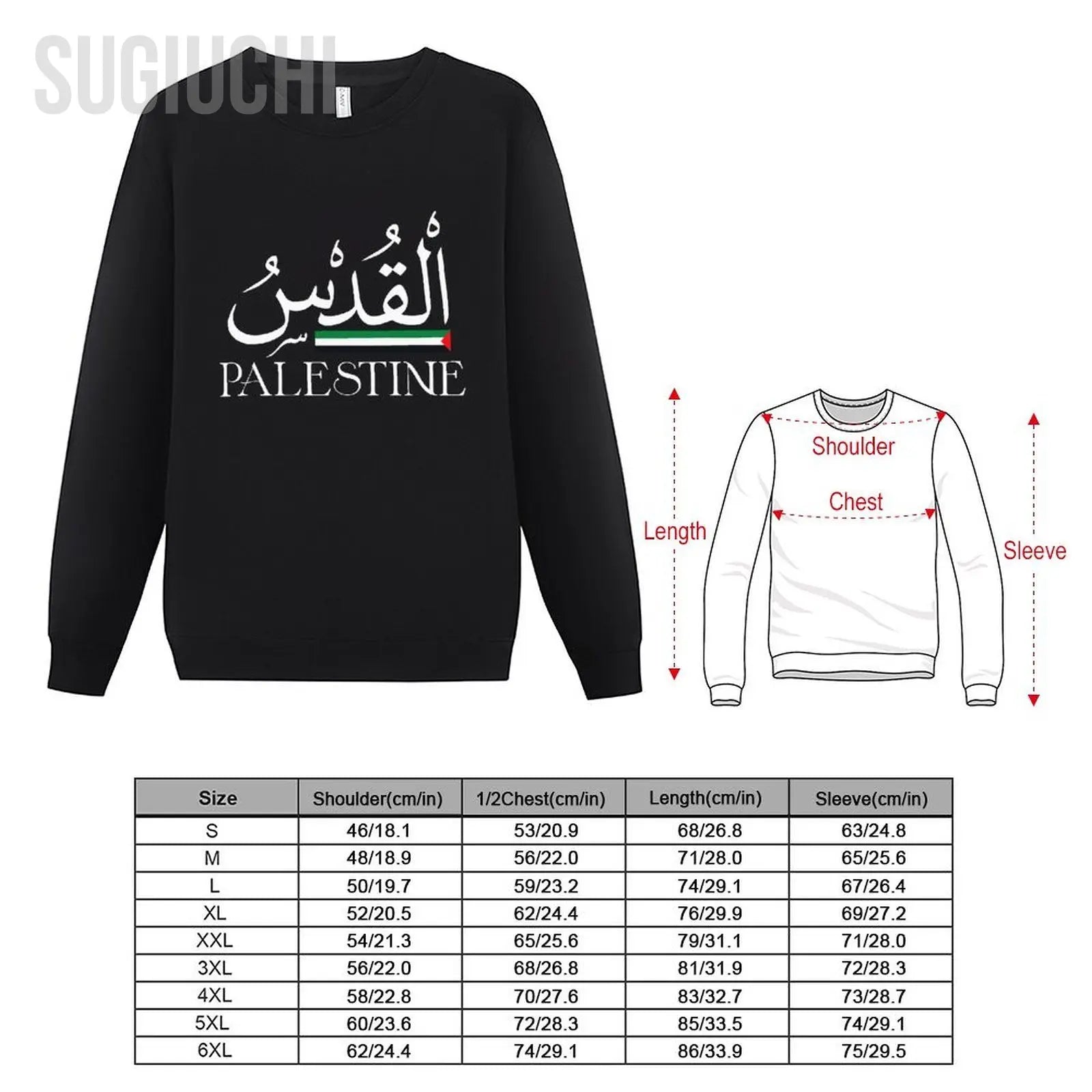 Men Women Hoodies Palestine Flag Palestinian Calligraphy On Back Side Al Quds Hoodie Pullover Sweatshirts O-Neck Cotton Unisex
