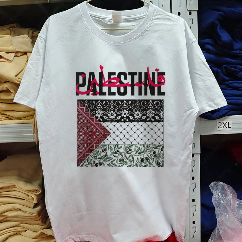 P-Palestine T-Shirt Men Woman Retro Trend Cool Street T Shirts Fashion Cotton Casual Wear Comfort All-Match Tshirts Camisetas