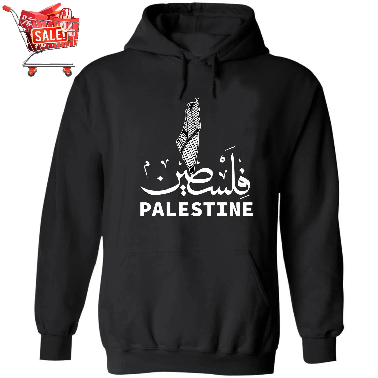 Palestinian Flag Map Arabic Font Palestine Mens Pullover Hoodie New 100% Cotton Casual Unisex Sweatshirts Fashion Streetwear